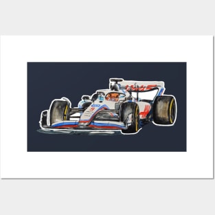 Racing Car in watercolours pattern illustration, Formula 1 watercolours Posters and Art